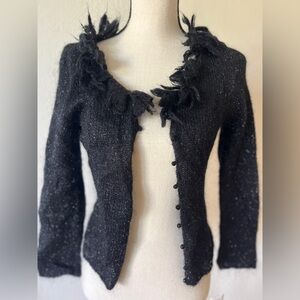 Betsey Johnson Midnight Black mohair sweater cardigan